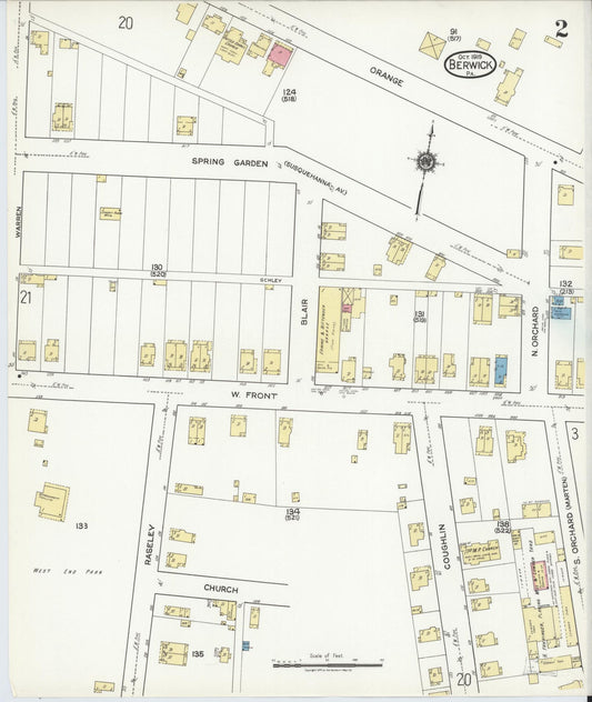 Sanborn Fire Insurance Map from Berwick, Columbia County, Pennsylvania (1918), Sheet #0002 - Historic Sanborn Fire Insurance Map Print, vintage old map wall art, antique decor, genealogy gift, Pennsylvania Pennsylvania map