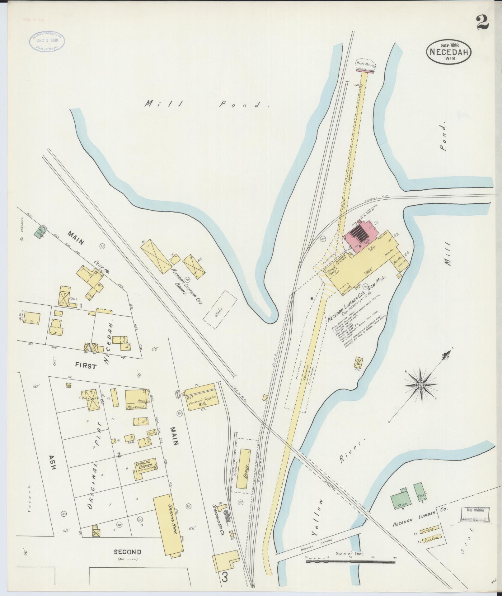 Sanborn Fire Insurance Map from Necedah, Juneau County, Wisconsin (1898), Sheet #0002 - Complete Map Set gallery image, historic Sanborn map, vintage wall art, Wisconsin Wisconsin