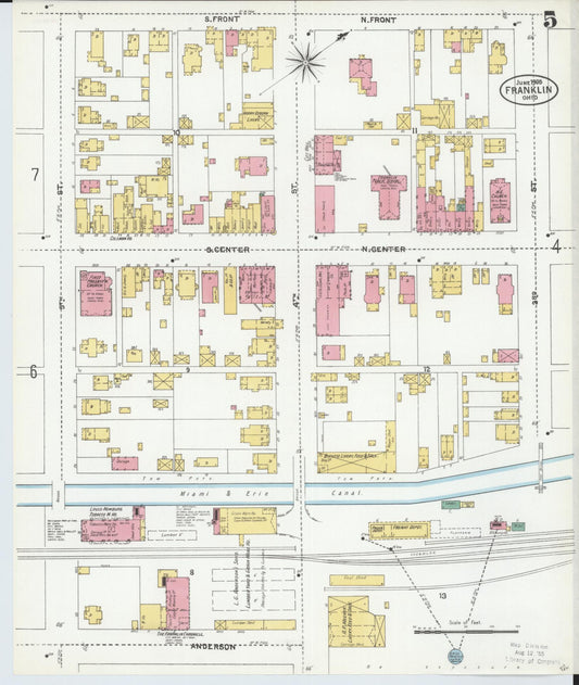 Sanborn Fire Insurance Map from Franklin, Warren County, Ohio (1905), Sheet #0005 - Historic Sanborn Fire Insurance Map Print, vintage old map wall art, antique decor, genealogy gift, Ohio Ohio map