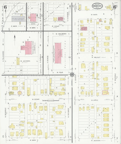 Sanborn Fire Insurance Map from Wewoka, Seminole County, Oklahoma (1930), Sheet #0006 - Complete Map Set gallery image, historic Sanborn map, vintage wall art, Oklahoma Oklahoma