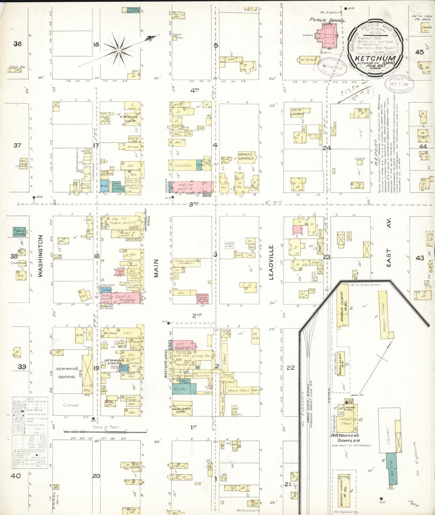Sanborn Fire Insurance Map from Ketchum, Blaine County, Idaho (1897), Sheet #0001 - Historic Sanborn Fire Insurance Map Print, vintage old map wall art, antique decor, genealogy gift, Idaho Idaho map
