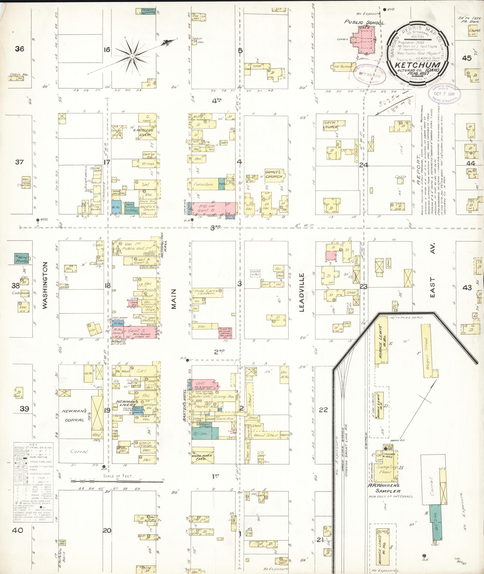 Sanborn Fire Insurance Map from Ketchum, Blaine County, Idaho (1897), Sheet #0001 - Historic Sanborn Fire Insurance Map Print, vintage old map wall art, antique decor, genealogy gift, Idaho Idaho map