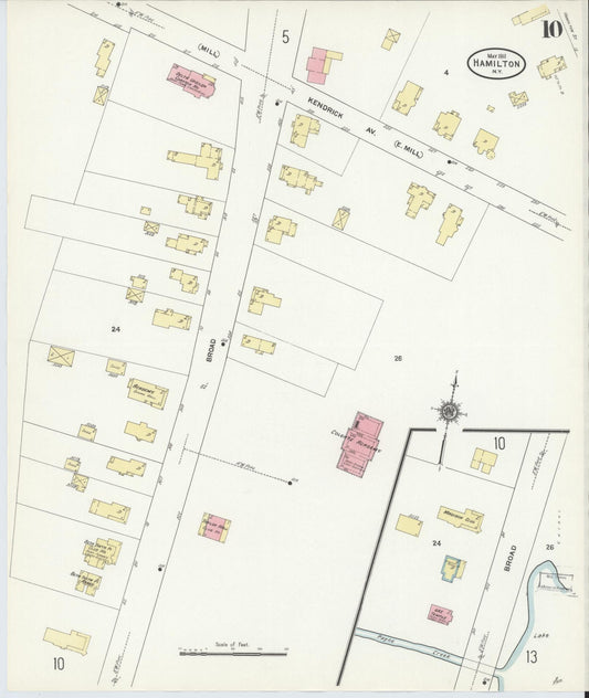 Sanborn Fire Insurance Map from Hamilton, Madison County, New York (1911), Sheet #0010 - Historic Sanborn Fire Insurance Map Print, vintage old map wall art, antique decor, genealogy gift, New York New York map