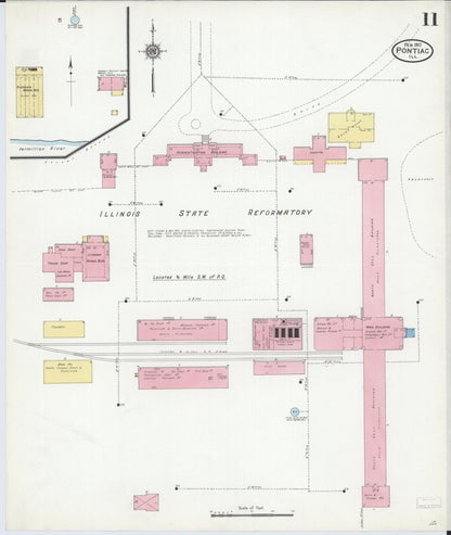 Sanborn Fire Insurance Map from Pontiac, Livingston County, Illinois (1910), Sheet #0011 - Complete Map Set gallery image, historic Sanborn map, vintage wall art, Illinois Illinois