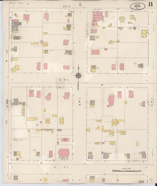 Sanborn Fire Insurance Map from Nephi, Juab County, Utah (1931), Sheet #0008 - Historic Sanborn Fire Insurance Map Print, vintage old map wall art, antique decor, genealogy gift, Utah Utah map