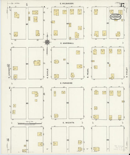 Sanborn Fire Insurance Map from Vernon, Wilbarger County, Texas (1920), Sheet #0017 - Historic Sanborn Fire Insurance Map Print, vintage old map wall art, antique decor, genealogy gift, Texas Texas map
