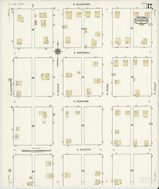 Sanborn Fire Insurance Map from Vernon, Wilbarger County, Texas (1920), Sheet #0017 - Historic Sanborn Fire Insurance Map Print, vintage old map wall art, antique decor, genealogy gift, Texas Texas map