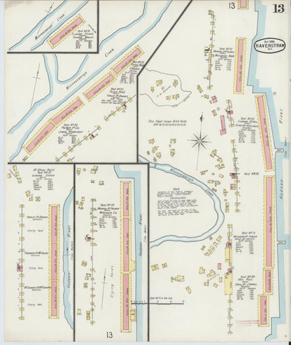 Sanborn Fire Insurance Map from Haverstraw, Rockland County, New York (1896), Sheet #0013 - Historic Sanborn Fire Insurance Map Print, vintage old map wall art, antique decor, genealogy gift, New York New York map