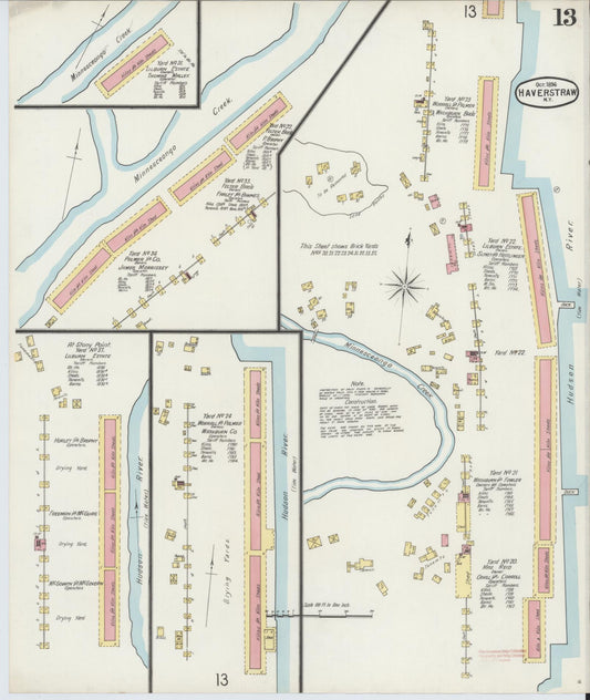 Sanborn Fire Insurance Map from Haverstraw, Rockland County, New York (1896), Sheet #0013 - Historic Sanborn Fire Insurance Map Print, vintage old map wall art, antique decor, genealogy gift, New York New York map