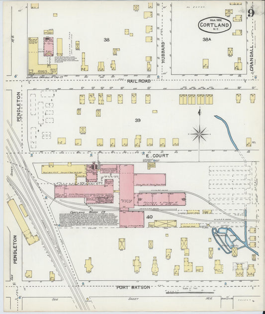 Sanborn Fire Insurance Map from Cortland, Cortland County, New York (1892), Sheet #0009 - Historic Sanborn Fire Insurance Map Print, vintage old map wall art, antique decor, genealogy gift, New York New York map