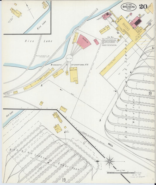 Sanborn Fire Insurance Map from Brainerd, Crow Wing County, Minnesota (1902), Sheet #0020 - Historic Sanborn Fire Insurance Map Print, vintage old map wall art, antique decor, genealogy gift, Minnesota Minnesota map