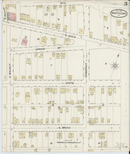 Sanborn Fire Insurance Map from Nanticoke, Luzerne County, Pennsylvania (1888), Sheet #0003 - Historic Sanborn Fire Insurance Map Print, vintage old map wall art, antique decor, genealogy gift, Pennsylvania Pennsylvania map