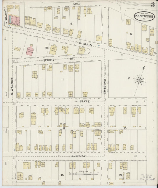 Sanborn Fire Insurance Map from Nanticoke, Luzerne County, Pennsylvania (1888), Sheet #0003 - Historic Sanborn Fire Insurance Map Print, vintage old map wall art, antique decor, genealogy gift, Pennsylvania Pennsylvania map
