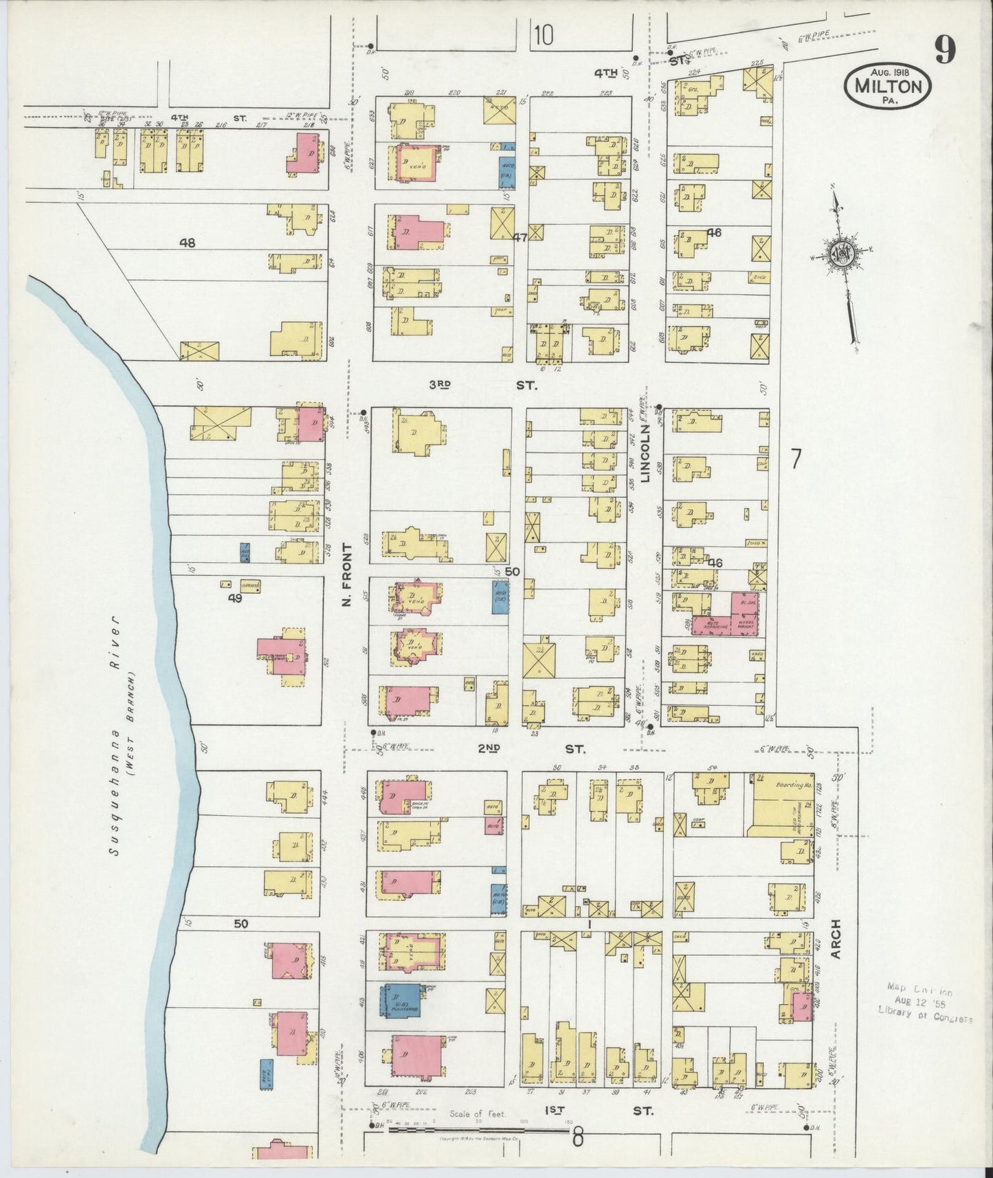 Sanborn Fire Insurance Map from Milton, Northumberland County, Pennsylvania (1918), Sheet #0009 - Complete Map Set gallery image, historic Sanborn map, vintage wall art, Pennsylvania Pennsylvania