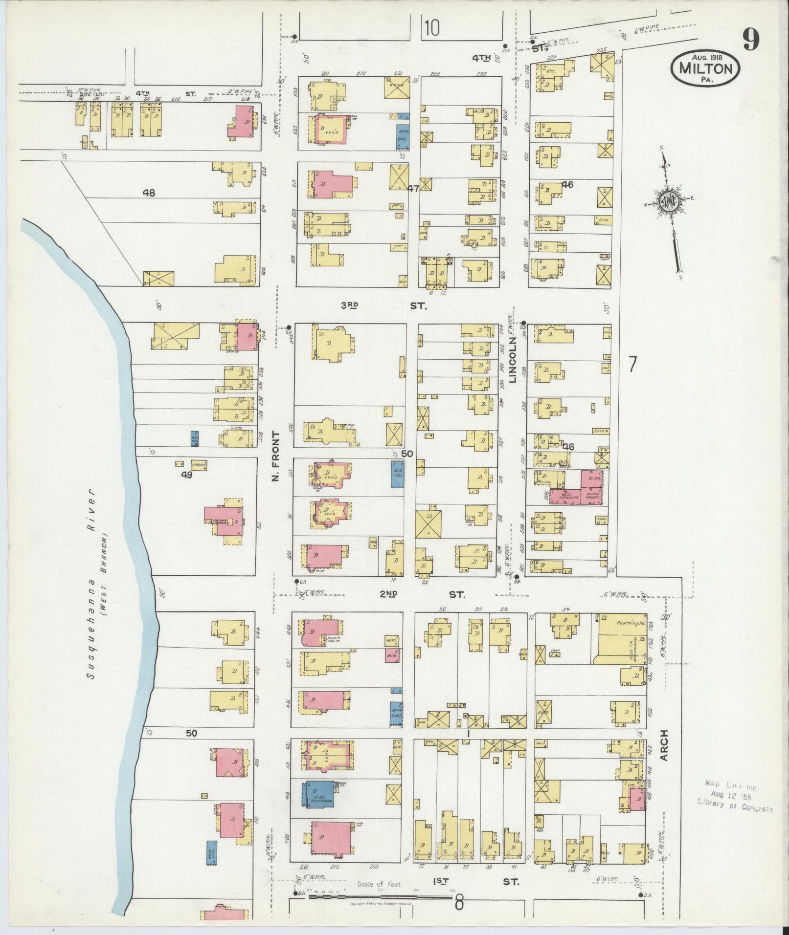 Sanborn Fire Insurance Map from Milton, Northumberland County, Pennsylvania (1918), Sheet #0009 - Complete Map Set gallery image, historic Sanborn map, vintage wall art, Pennsylvania Pennsylvania