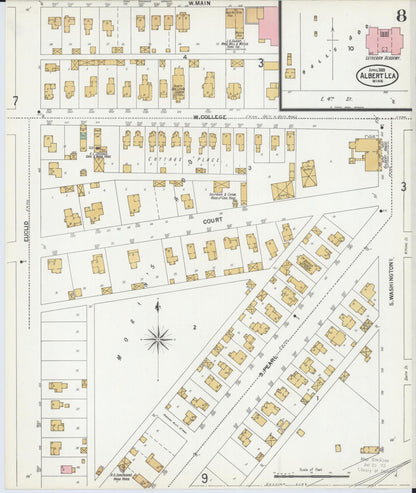 Sanborn Fire Insurance Map from Albert Lea, Freeborn County, Minnesota (1899), Sheet #0008 - Historic Sanborn Fire Insurance Map Print, vintage old map wall art, antique decor, genealogy gift, Minnesota Minnesota map