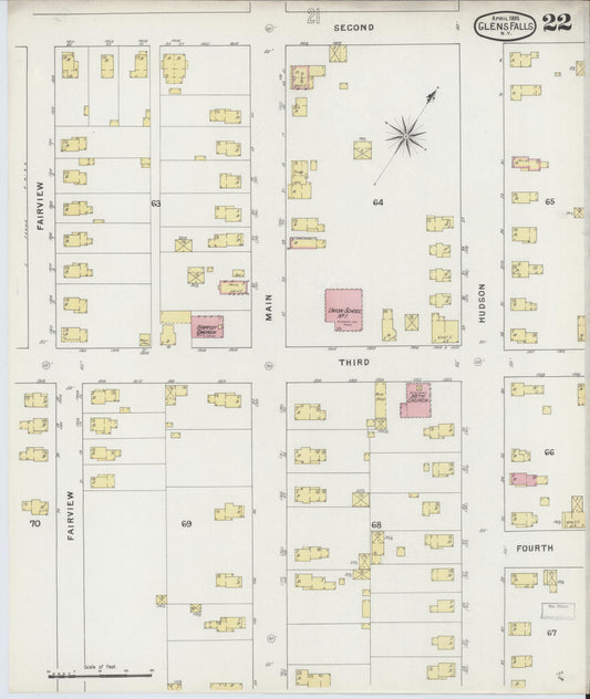 Sanborn Fire Insurance Map from Glens Falls, Warren County, New York (1895), Sheet #0022 - Historic Sanborn Fire Insurance Map Print, vintage old map wall art, antique decor, genealogy gift, New York New York map