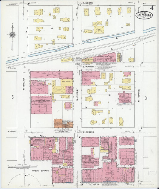 Sanborn Fire Insurance Map from Galesburg, Knox County, Illinois (1918), Sheet #0004 - Historic Sanborn Fire Insurance Map Print, vintage old map wall art, antique decor, genealogy gift, Illinois Illinois map