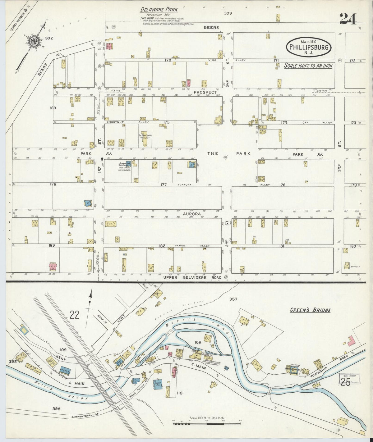 Sanborn Fire Insurance Map from Phillipsburg, Warren County, New Jersey (1916), Sheet #0024 - Complete Map Set gallery image, historic Sanborn map, vintage wall art, New Jersey New Jersey