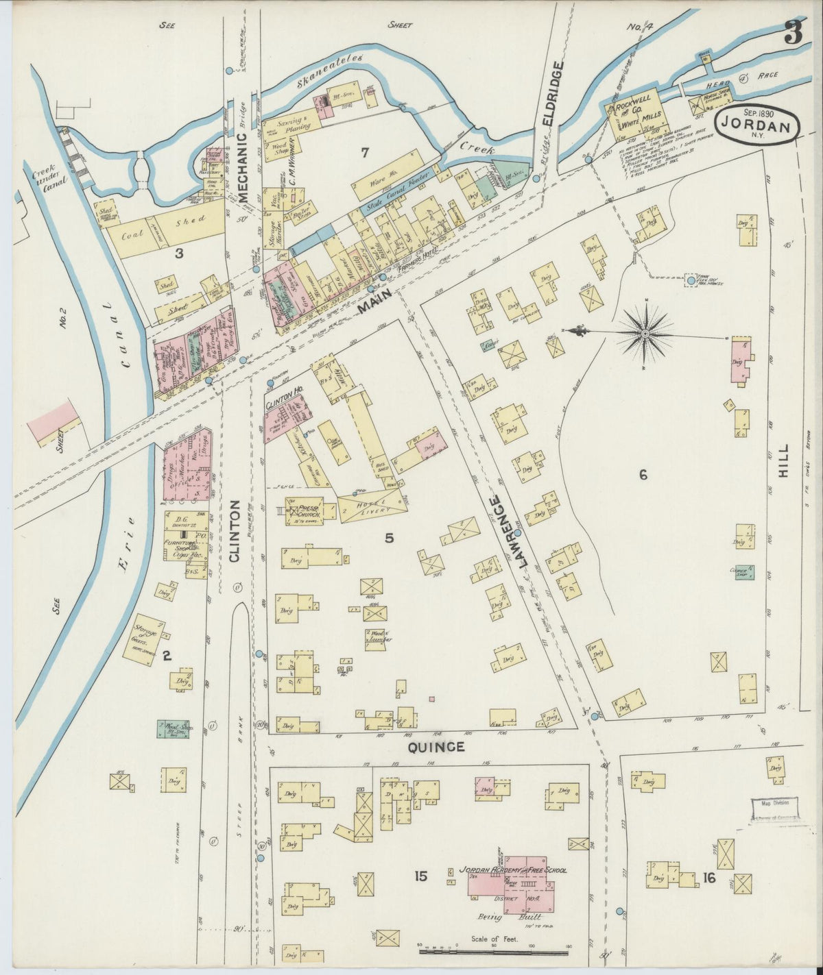 Sanborn Fire Insurance Map from Jordan, Onondaga County, New York (1890), Sheet #0003 - Complete Map Set gallery image, historic Sanborn map, vintage wall art, New York New York