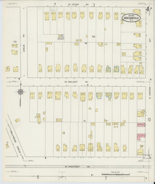 Sanborn Fire Insurance Map from Merchantville, Camden County, New Jersey (1915), Sheet #0004 - Historic Sanborn Fire Insurance Map Print, vintage old map wall art, antique decor, genealogy gift, New Jersey New Jersey map