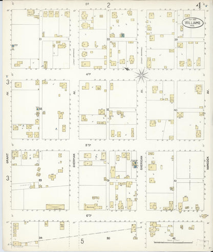 Sanborn Fire Insurance Map from Williams, Coconino County, Arizona (1901), Sheet #0004 - Complete Map Set gallery image, historic Sanborn map, vintage wall art, Arizona Arizona