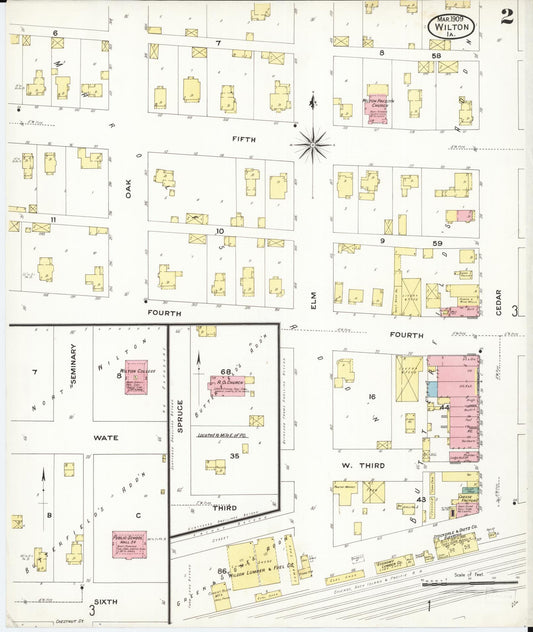 Sanborn Fire Insurance Map from Wilton Junction, Muscatine County, Iowa (1909), Sheet #0002 - Historic Sanborn Fire Insurance Map Print, vintage old map wall art