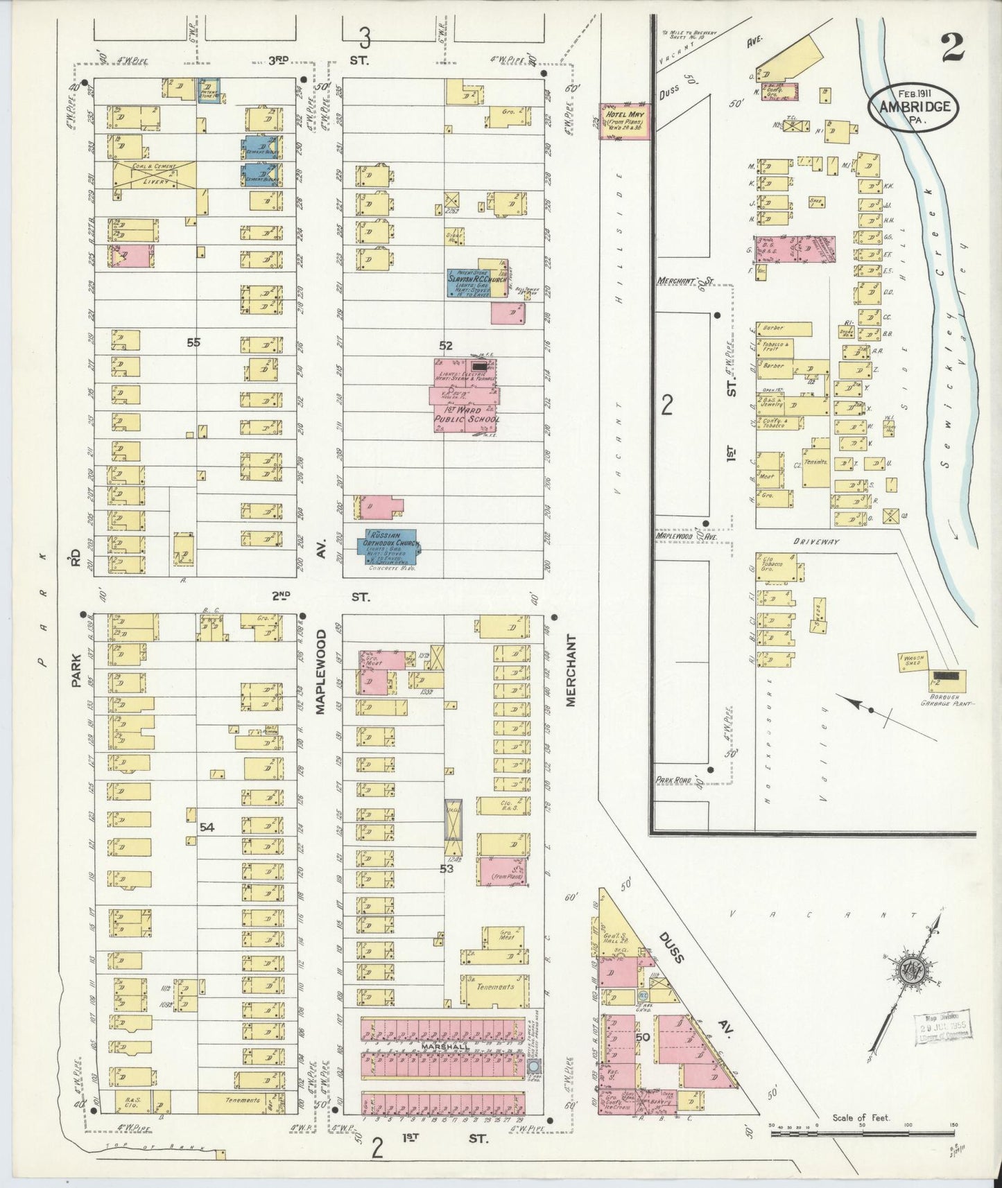 Sanborn Fire Insurance Map from Ambridge, Beaver County, Pennsylvania (1911), Sheet #0002 - Historic Sanborn Fire Insurance Map Print, vintage old map wall art, antique decor, genealogy gift, Pennsylvania Pennsylvania map