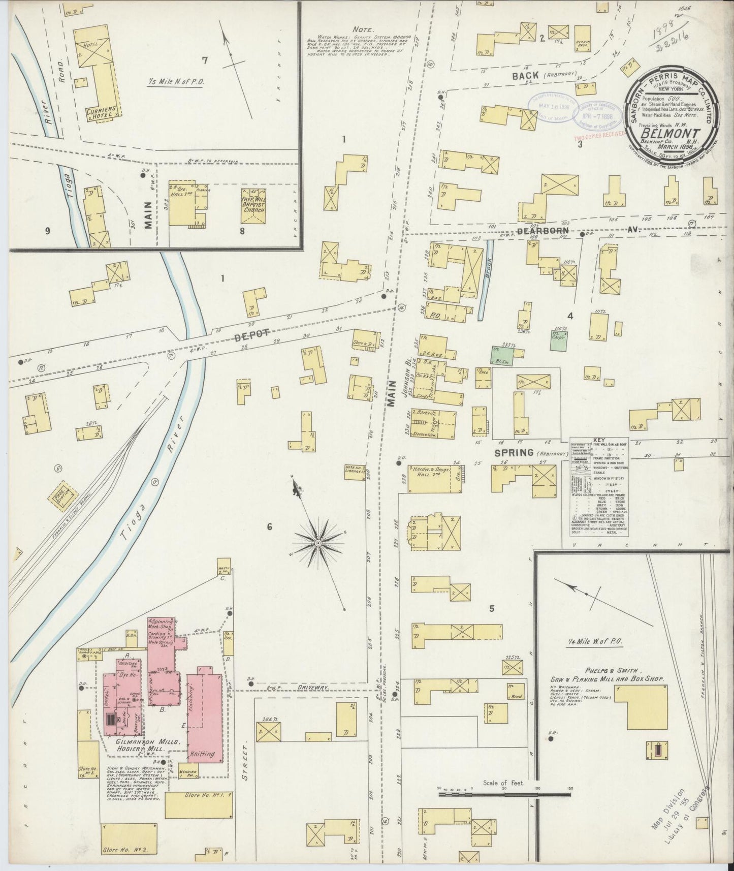 Sanborn Fire Insurance Map from Belmont, Belknap County, New Hampshire. (1898) – Historic Sanborn Fire Insurance Map Print