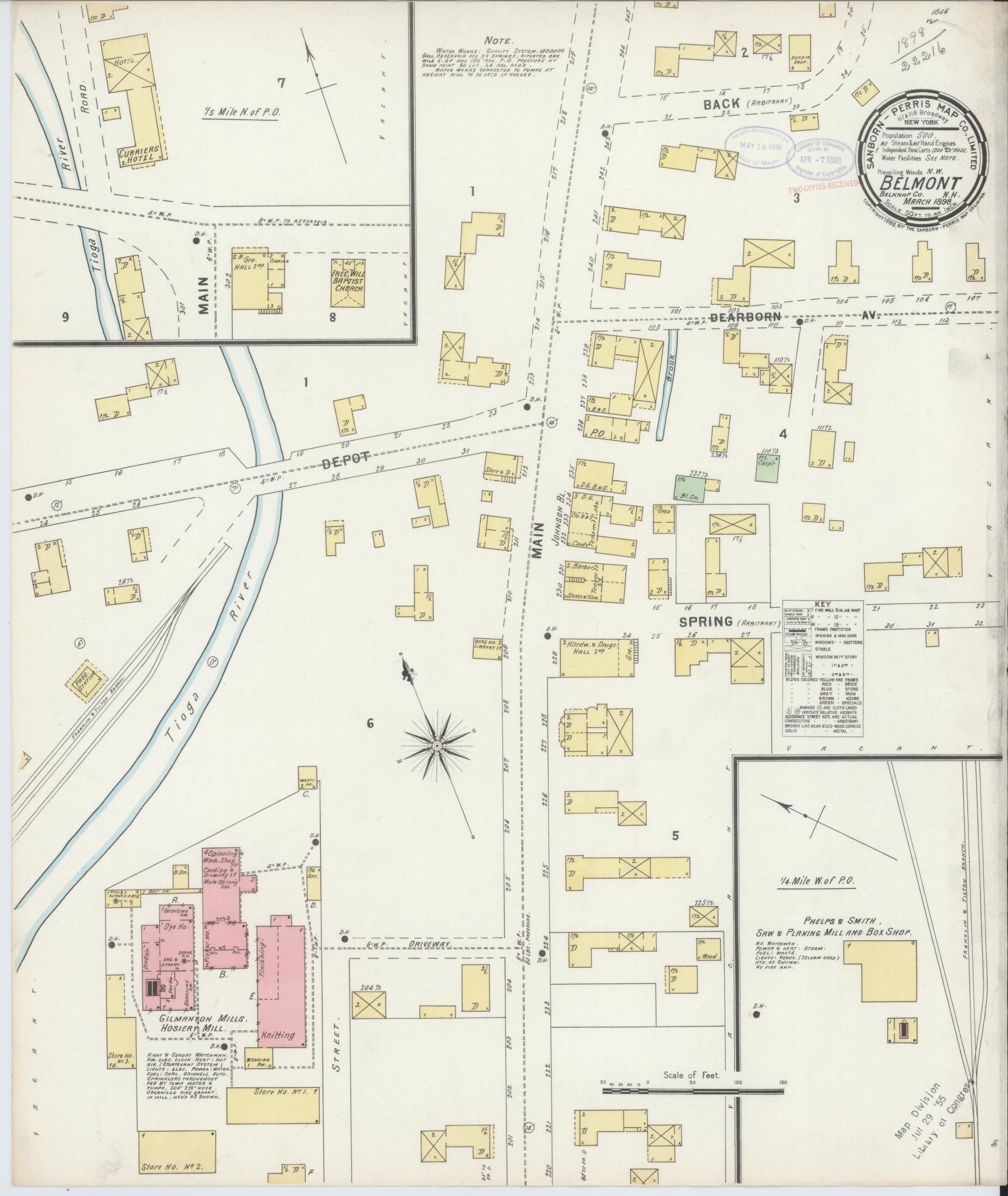 Sanborn Fire Insurance Map from Belmont, Belknap County, New Hampshire. (1898) – Historic Sanborn Fire Insurance Map Print