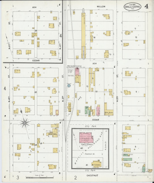 Sanborn Fire Insurance Map from Chillicothe, Peoria County, Illinois (1899), Sheet #0004 - Historic Sanborn Fire Insurance Map Print, vintage old map wall art, antique decor, genealogy gift, Illinois Illinois map