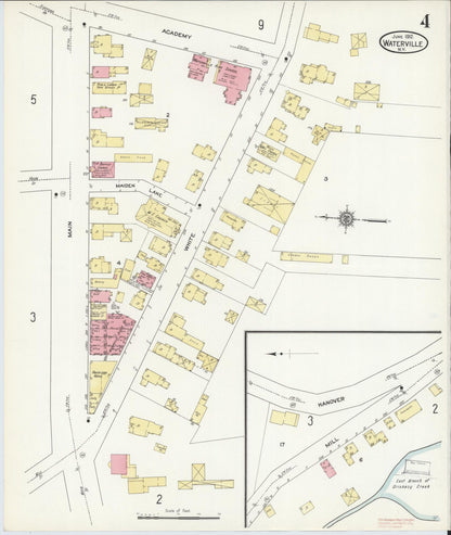 Sanborn Fire Insurance Map from Waterville, Oneida County, New York (1912), Sheet #0004 - Complete Map Set gallery image, historic Sanborn map, vintage wall art, New York New York