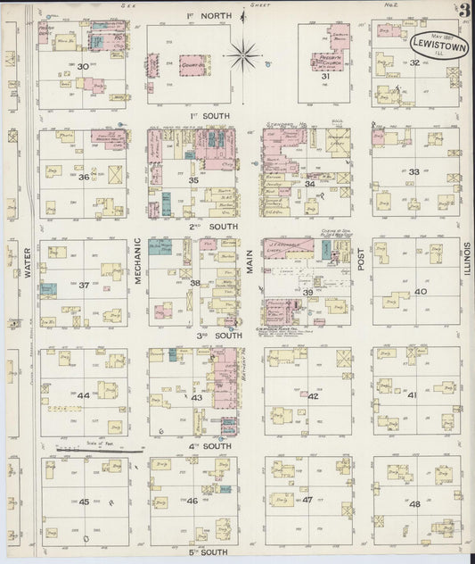 Sanborn Fire Insurance Map from Lewistown, Fulton County, Illinois (1887), Sheet #0003 - Historic Sanborn Fire Insurance Map Print, vintage old map wall art, antique decor, genealogy gift, Illinois Illinois map