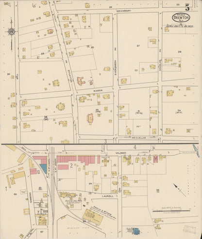 Sanborn Fire Insurance Map from Brewton, Escambia County, Alabama (1922), Sheet #0005 - Complete Map Set gallery image, historic Sanborn map, vintage wall art, Alabama Alabama