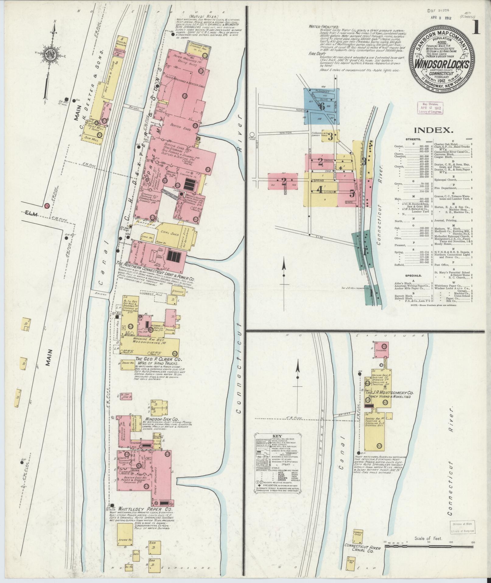 Sanborn Fire Insurance Map from Windsor Locks, Hartford County, Connecticut (1912), Sheet #0001 - Historic Sanborn Fire Insurance Map Print, vintage old map wall art, antique decor, genealogy gift, Connecticut Connecticut map