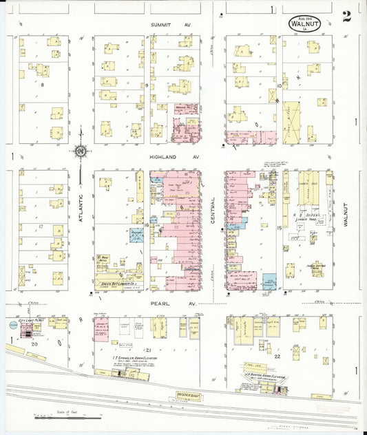 Sanborn Fire Insurance Map from Walnut, Pottawattamie County, Iowa (1914), Sheet #0002 - Historic Sanborn Fire Insurance Map Print, vintage old map wall art