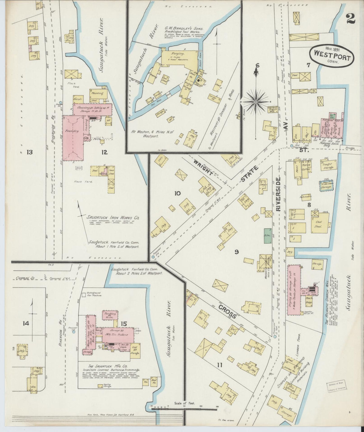 Sanborn Fire Insurance Map from Westport, Fairfield County, Connecticut (1891), Sheet #0002 - Historic Sanborn Fire Insurance Map Print, vintage old map wall art, antique decor, genealogy gift, Connecticut Connecticut map
