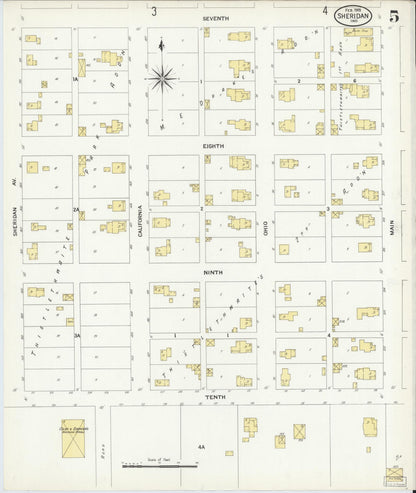 Sanborn Fire Insurance Map from Sheridan, Hamilton County, Indiana (1909), Sheet #0005 - Complete Map Set gallery image, historic Sanborn map, vintage wall art, Indiana Indiana
