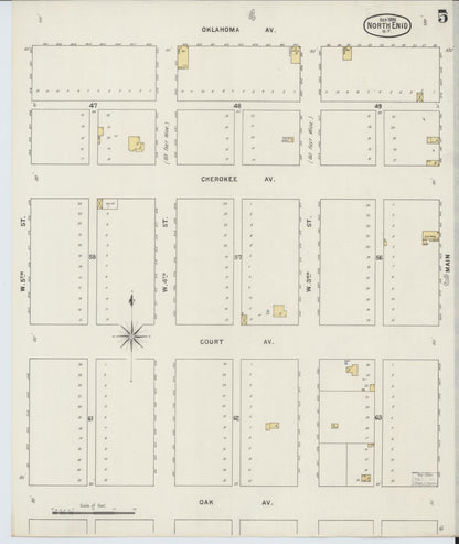 Sanborn Fire Insurance Map from North Enid, Garfield County, Oklahoma (1895), Sheet #0005 - Complete Map Set gallery image, historic Sanborn map, vintage wall art, Oklahoma Oklahoma