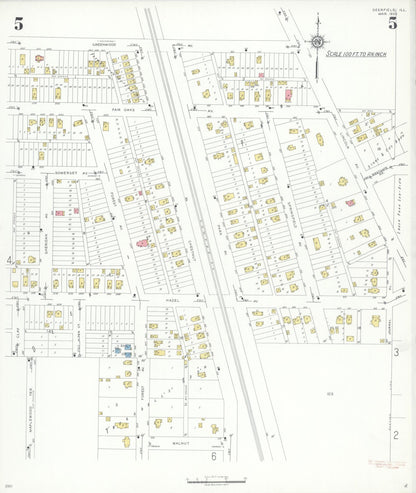 Sanborn Fire Insurance Map from Deerfield, Lake County, Illinois (1935), Sheet #0005 - Complete Map Set gallery image, historic Sanborn map, vintage wall art, Illinois Illinois