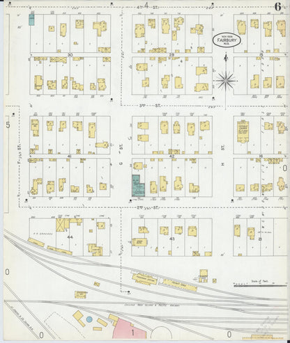 Sanborn Fire Insurance Map from Fairbury, Jefferson County, Nebraska (1904), Sheet #0006 - Complete Map Set gallery image, historic Sanborn map, vintage wall art, Nebraska Nebraska