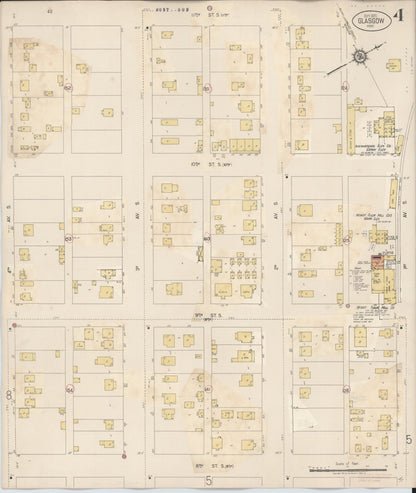 Sanborn Fire Insurance Map from Glasgow, Valley County, Montana (1937), Sheet #0004 - Complete Map Set gallery image, historic Sanborn map, vintage wall art, Montana Montana