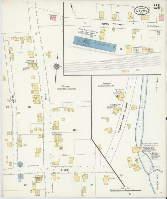 Sanborn Fire Insurance Map from Lyons, Wayne County, New York (1911), Sheet #0021 - Historic Sanborn Fire Insurance Map Print, vintage old map wall art, antique decor, genealogy gift, New York New York map