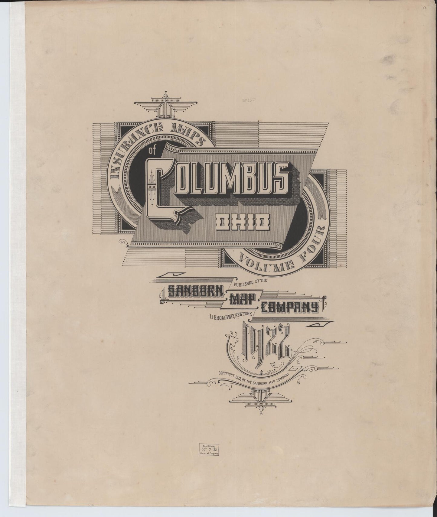 Sanborn Fire Insurance Map from Columbus, Franklin County, Ohio (1922), Sheet #0001 - Complete Map Set gallery image, historic Sanborn map, vintage wall art, Ohio Ohio