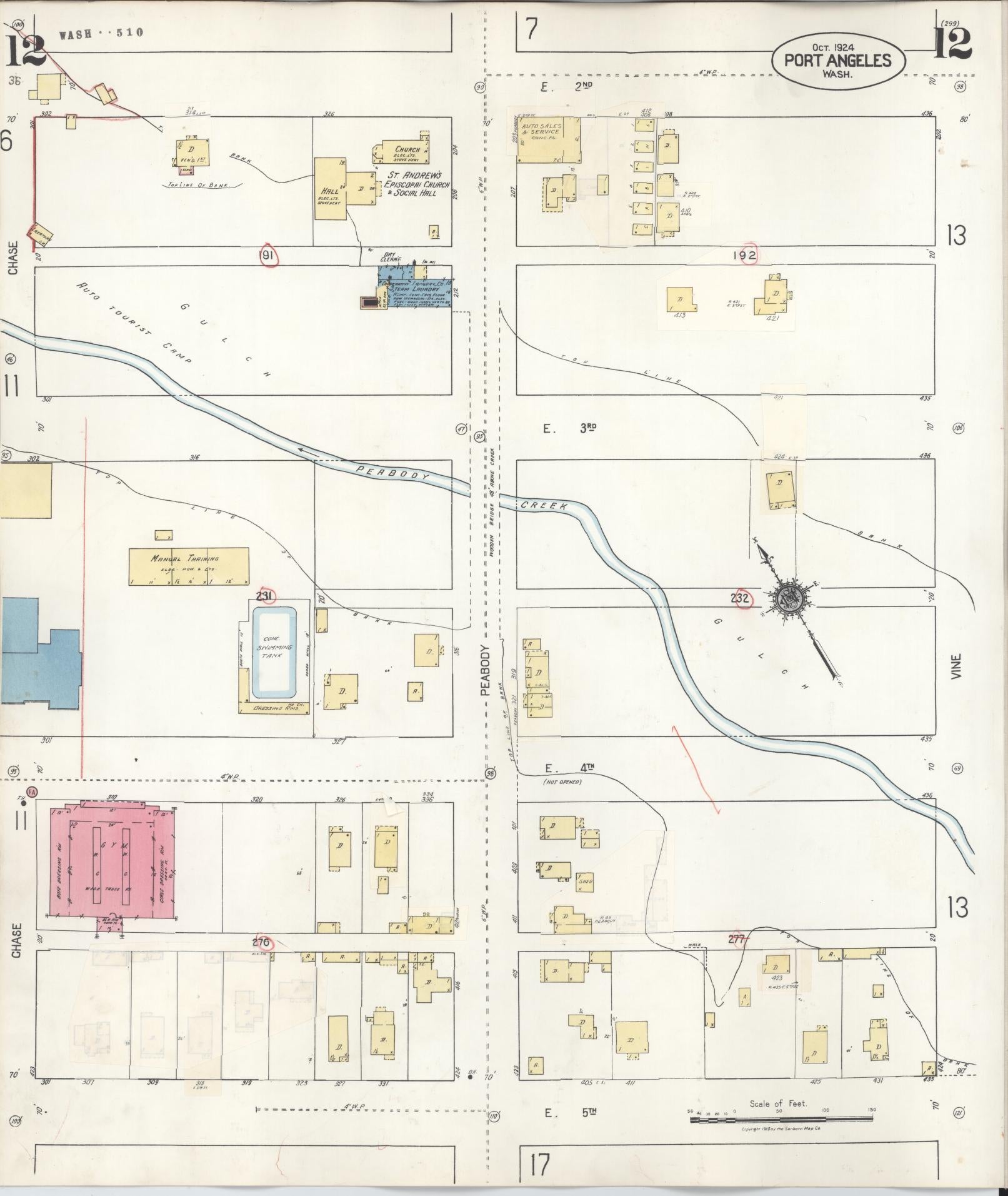 Sanborn Fire Insurance Map from Port Angeles, Clallam County, Washington (1949), Sheet #0012 - Complete Map Set gallery image, historic Sanborn map, vintage wall art, Washington Washington