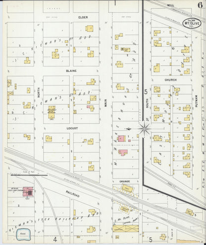 Sanborn Fire Insurance Map from Mount Olive, Macoupin County, Illinois (1899), Sheet #0006 - Complete Map Set gallery image, historic Sanborn map, vintage wall art, Illinois Illinois
