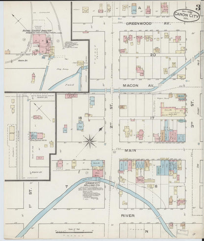 Sanborn Fire Insurance Map from Canon City, Fremont County, Colorado (1886), Sheet #0003 - Complete Map Set gallery image, historic Sanborn map, vintage wall art, Colorado Colorado