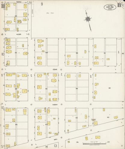 Sanborn Fire Insurance Map from Kelso, Cowlitz County, Washington (1923), Sheet #0011 - Complete Map Set gallery image, historic Sanborn map, vintage wall art, Washington Washington