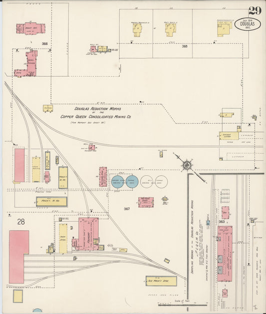 Sanborn Fire Insurance Map from Douglas, Cochise County, Arizona (1914), Sheet #0029 - Historic Sanborn Fire Insurance Map Print, vintage old map wall art, antique decor, genealogy gift, Arizona Arizona map