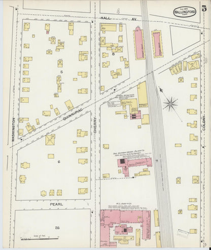 Sanborn Fire Insurance Map from Wallingford, New Haven County, Connecticut (1892), Sheet #0005 - Complete Map Set gallery image, historic Sanborn map, vintage wall art, Connecticut Connecticut